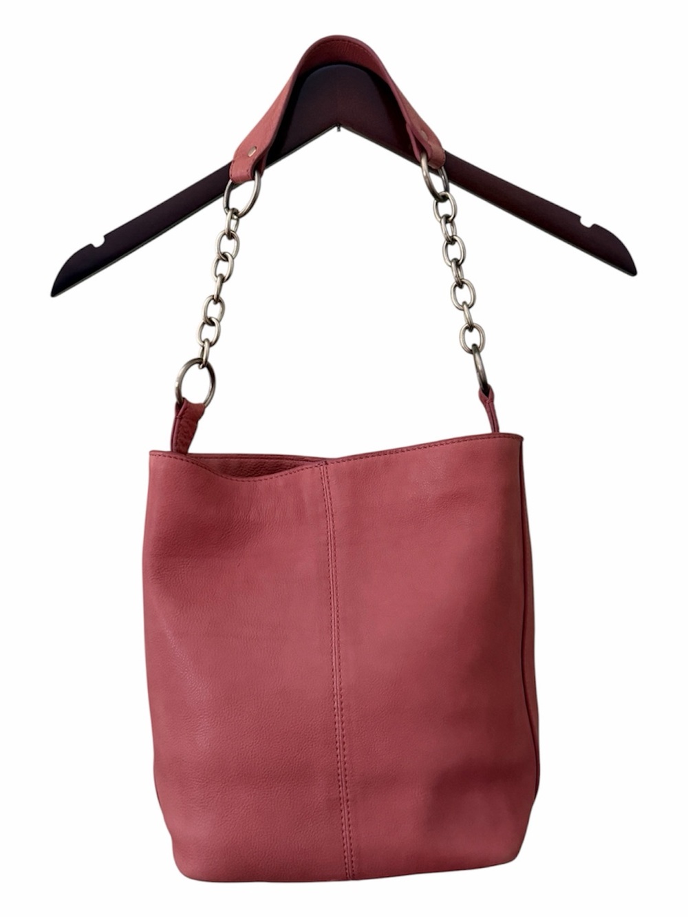 Laundry By Shelli Segal Coral Pink Leather Shoulder Bag with Chain Strap